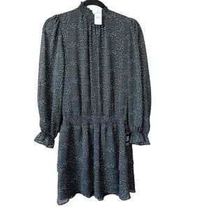 NWT Express Long Sleeve High Neck Printed Mini Dress SZ S Petite